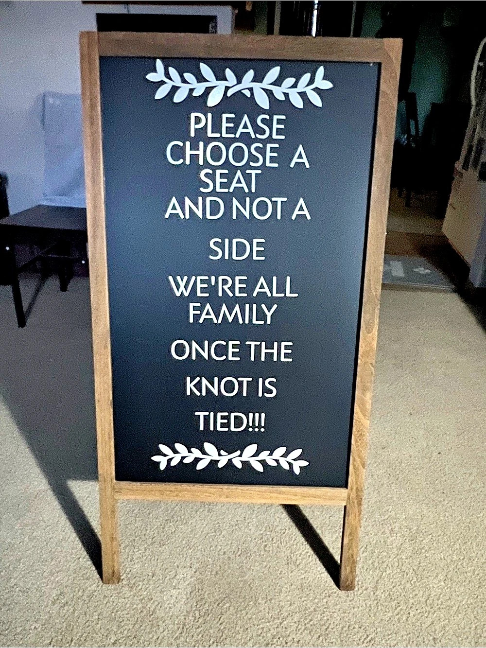 Rustic Wedding A-Frame Sign in Brown & Black 30x20x6